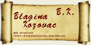Blagina Kožovac vizit kartica